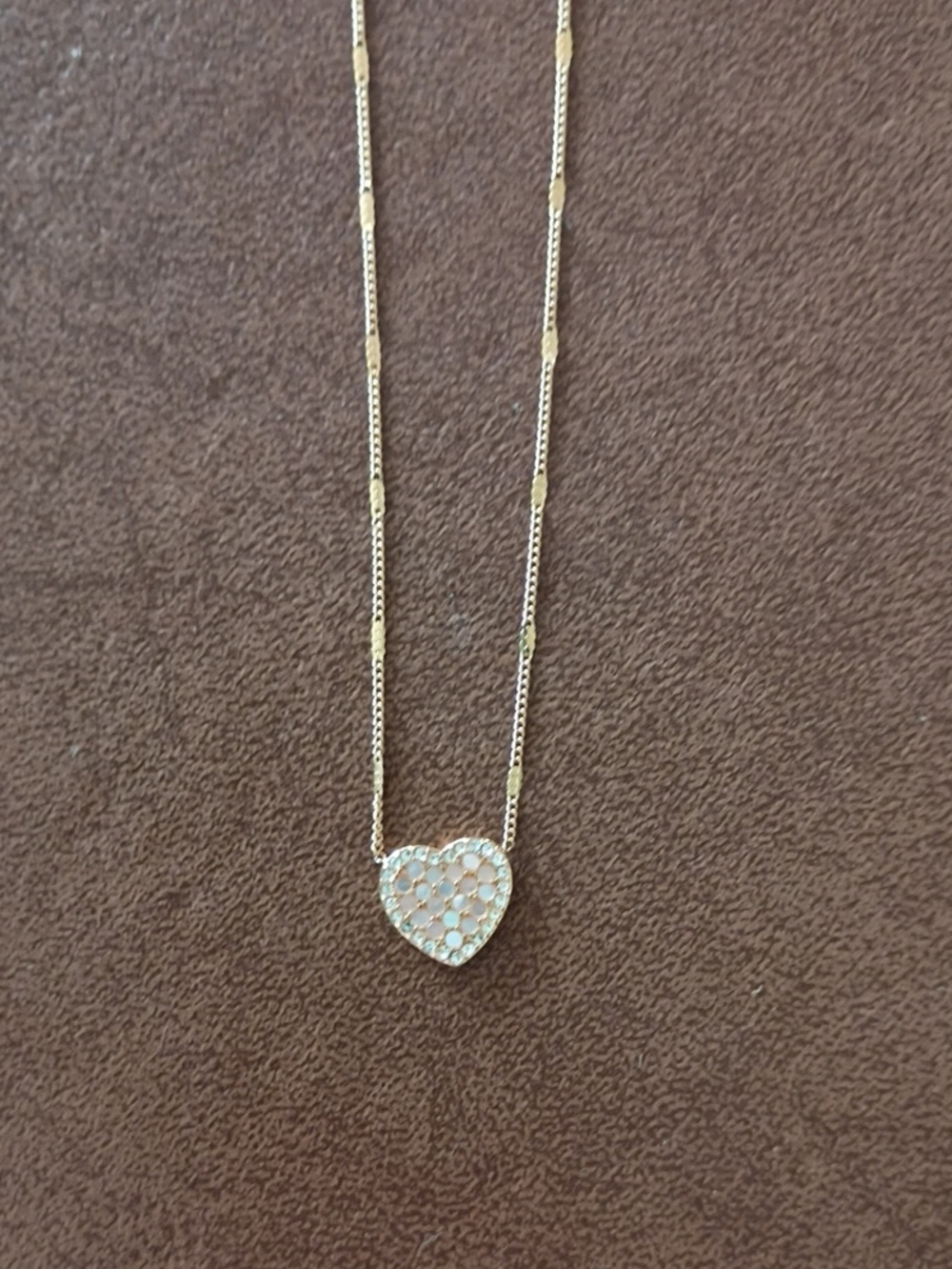 Fossil Rose Gold Tone Mosaic Heart Necklace